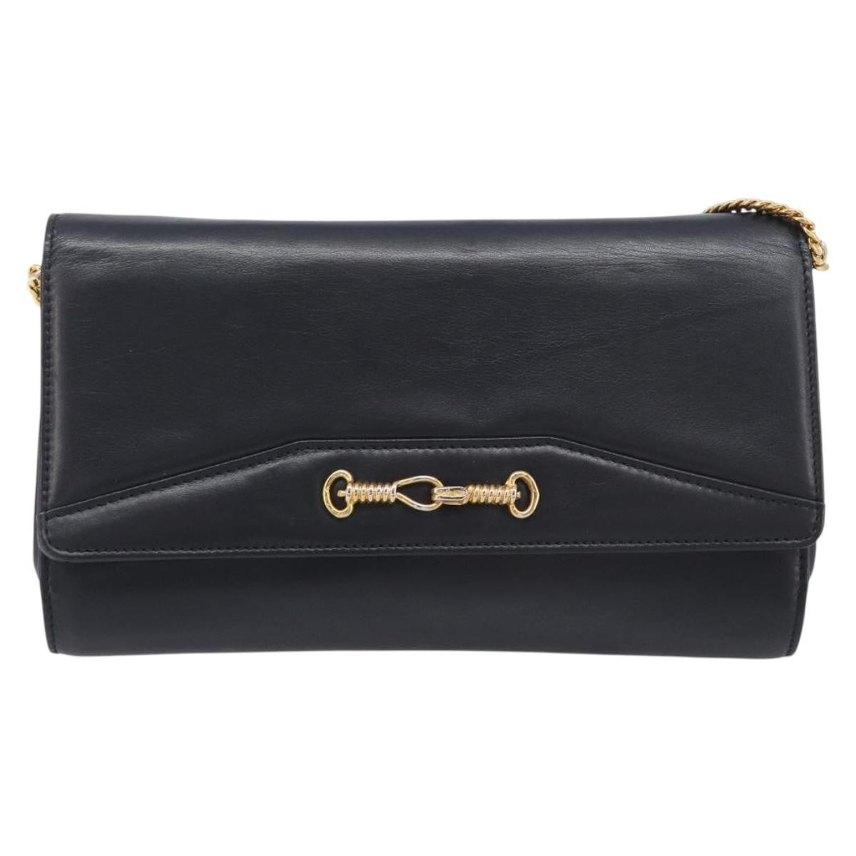 Celine Shoulder Leather Black Leather Shoulder Bag Bag (Pre-Owned)
