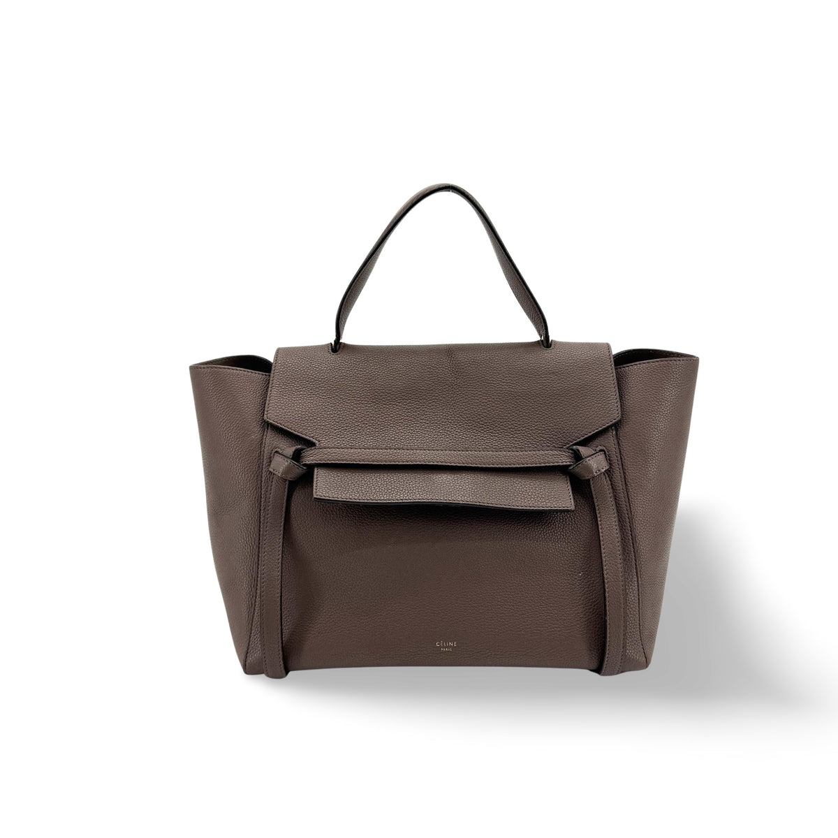 Celine Belt Textured Leather Brown Calfskin Handbag (Pre-Owned)