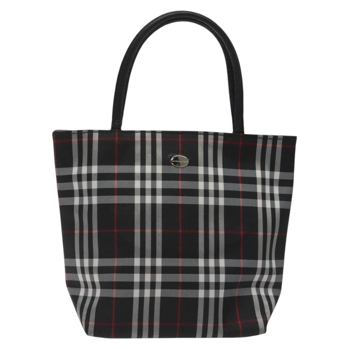 Burberry Nova Check Tote Nylon Black Nylon Handbag (Pre-Owned)