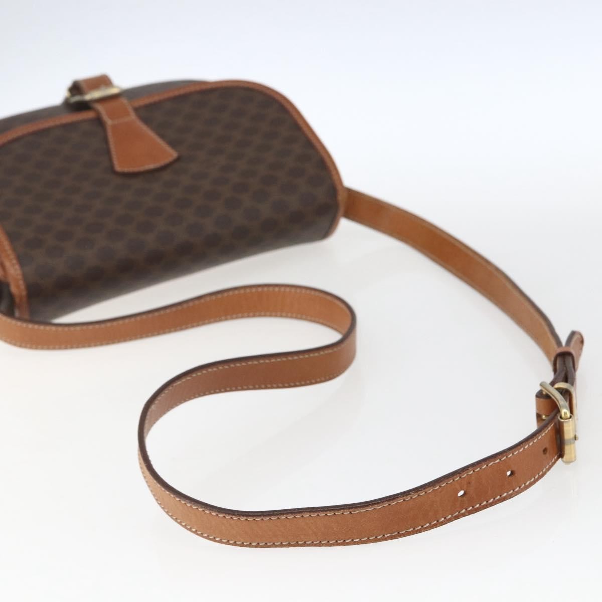 Celine Vintage Macadam Canvas And Leather Brown Canvas Shoulder Bag Bag (Pre-Owned)