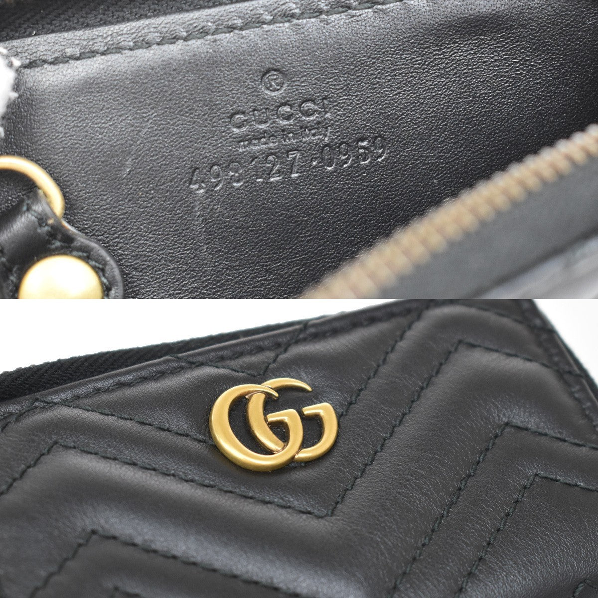 Gucci Gg Marmont Zip Around Matelasse Leather Black Leather Wallets Accessory (Pre-Owned)