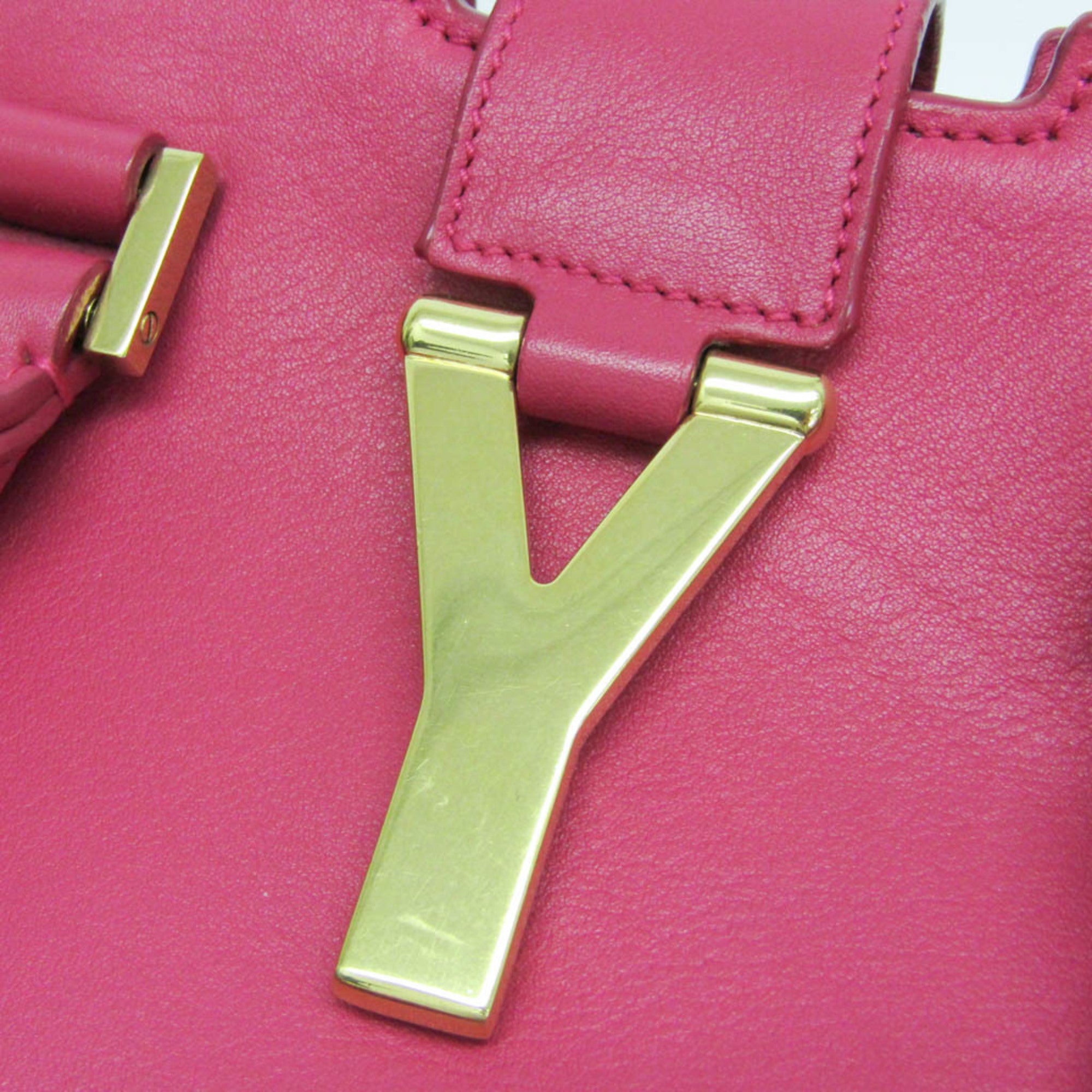 Saint Laurent Classic Y Cabas Leather Pink Leather Handbag (Pre-Owned)