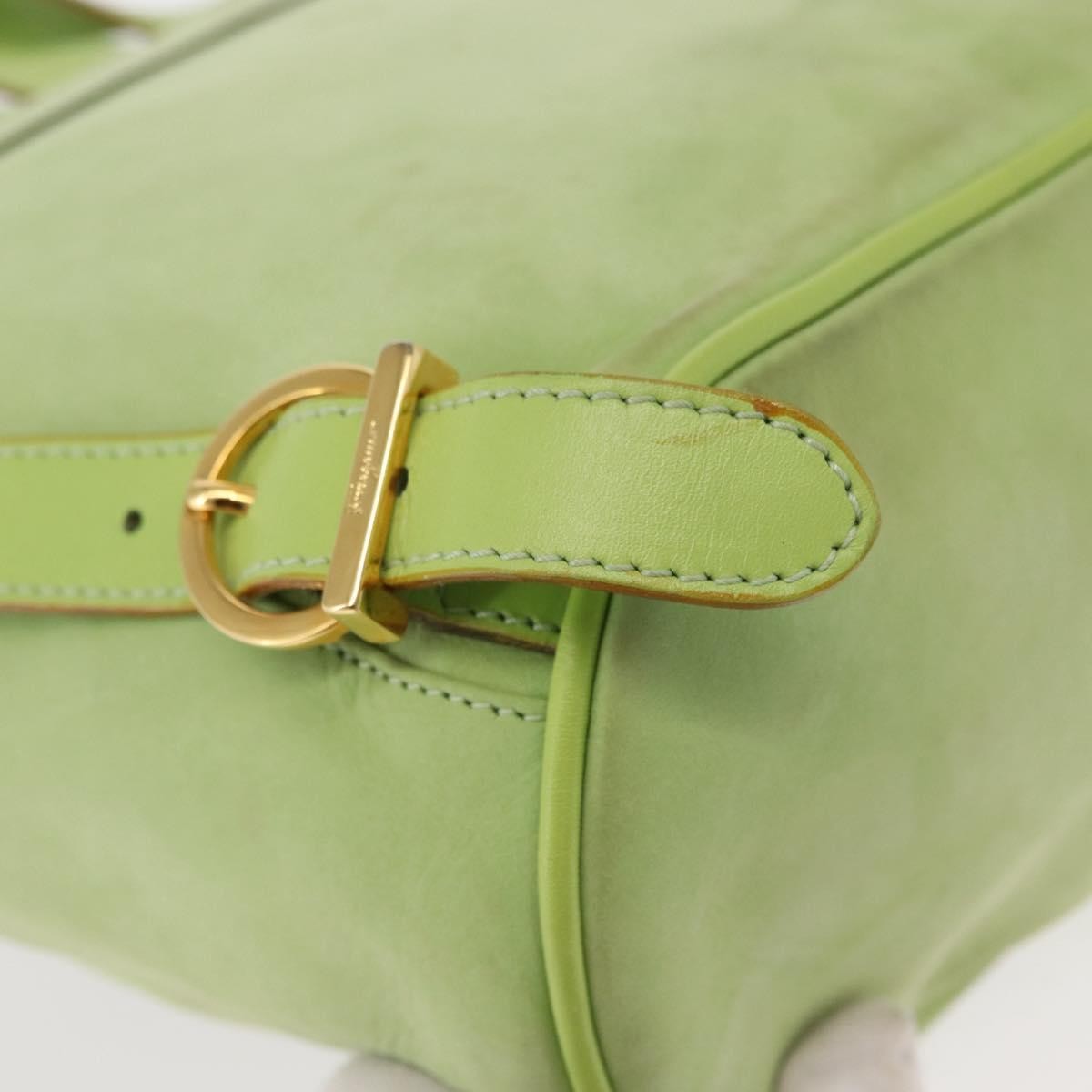 Salvatore Ferragamo Gancini Suede Green Suede Backpack Bag (Pre-Owned)