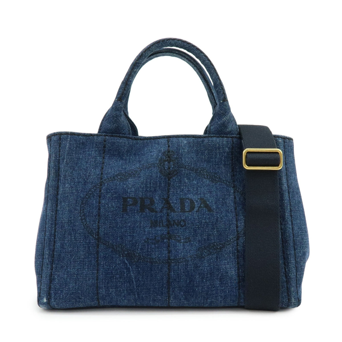 Prada Canapa Convertible Denim Blue Denim_Jeans Tote Bag Bag (Pre-Owned)