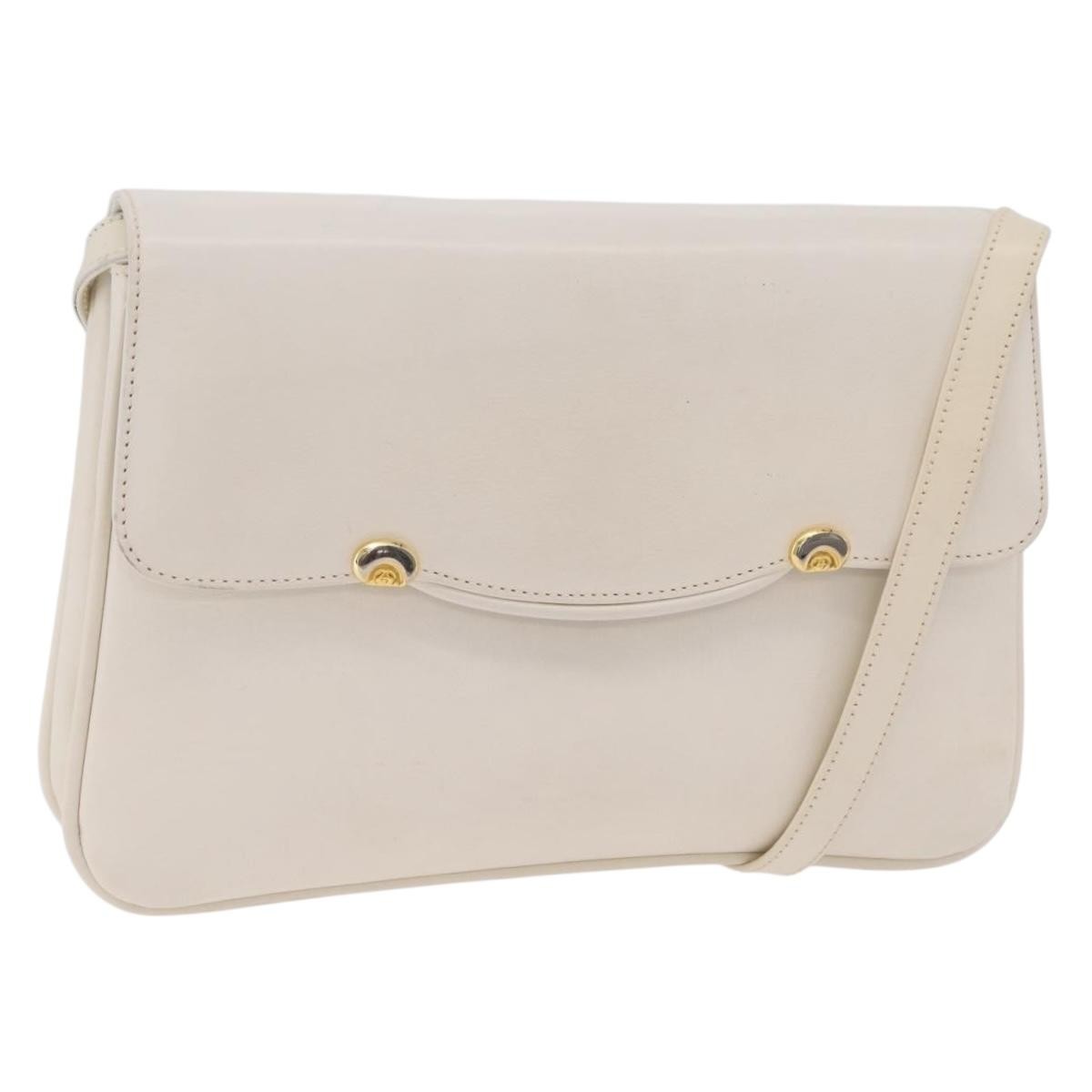 Gucci Shoulder Leather White Leather Shoulder Bag Bag (Pre-Owned)