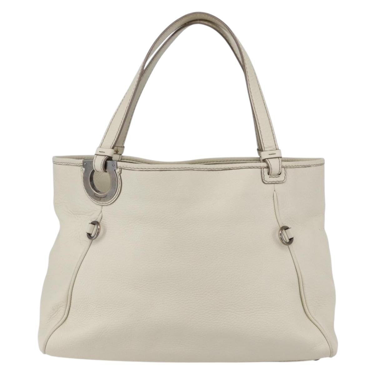 Salvatore Ferragamo Vintage Leather White Leather Tote Bag Bag (Pre-Owned)