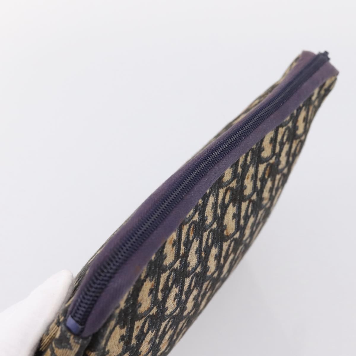Christian Dior Wristlet Clutch Oblique Canvas Navy Canvas Clutche & Pouche Bag (Pre-Owned)