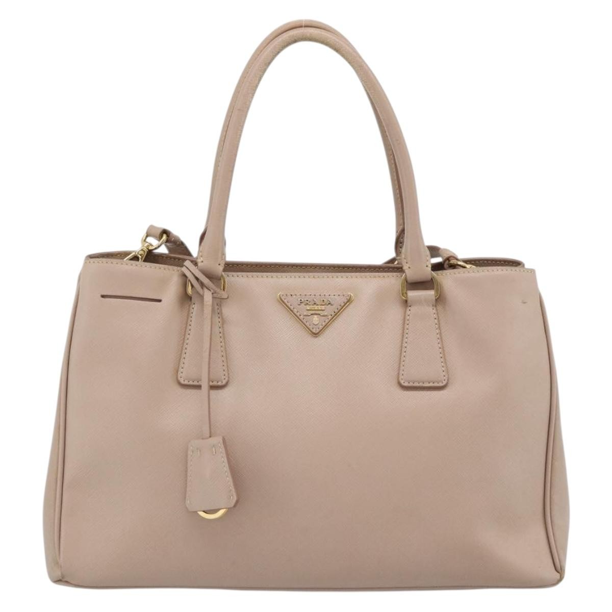 Prada Gardener's Saffiano Leather Beige Leather Tote Bag Bag (Pre-Owned)