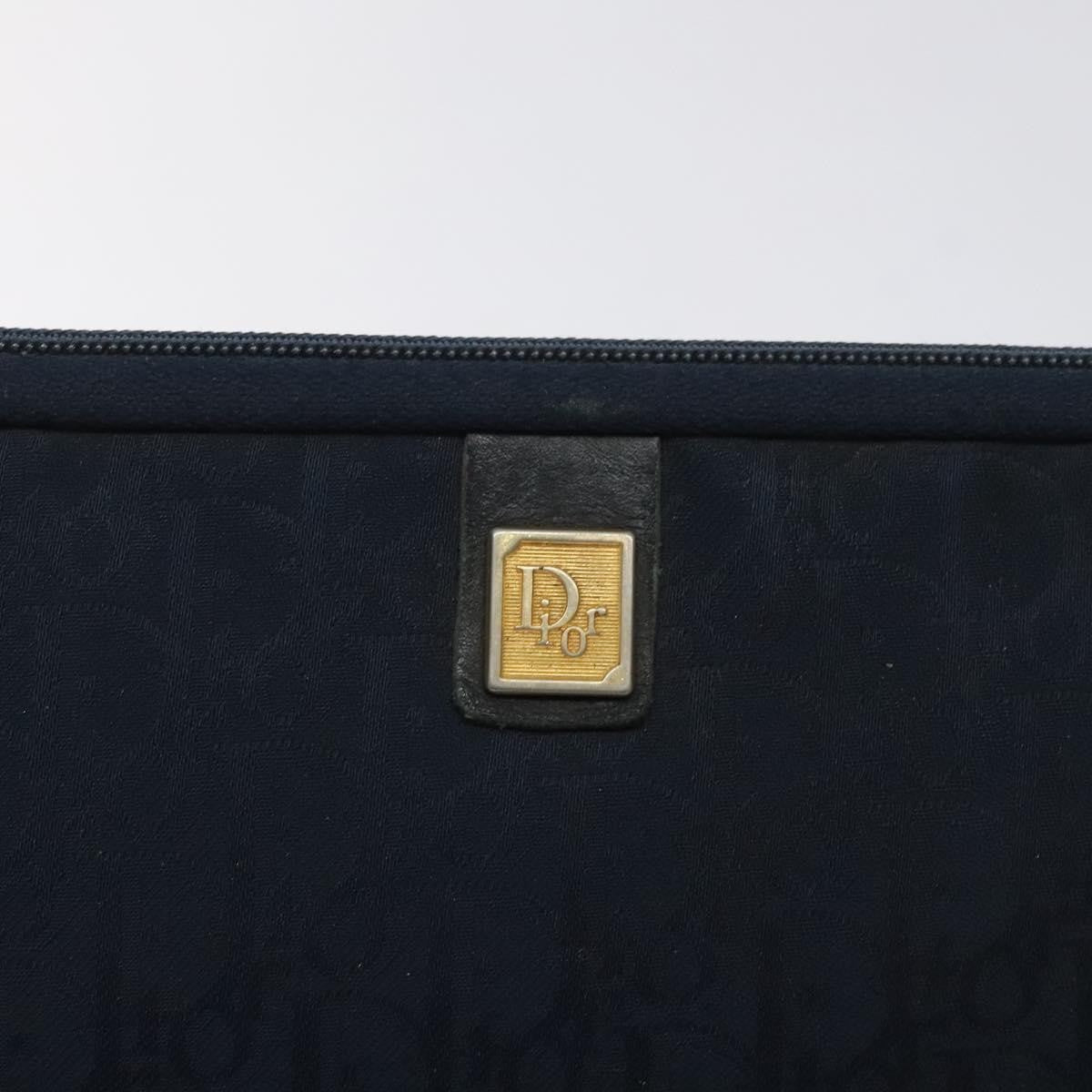 Christian Dior Vintage Trotter Embroidered Diorissimo Canvas Navy Canvas Clutche & Pouche Bag (Pre-Owned)