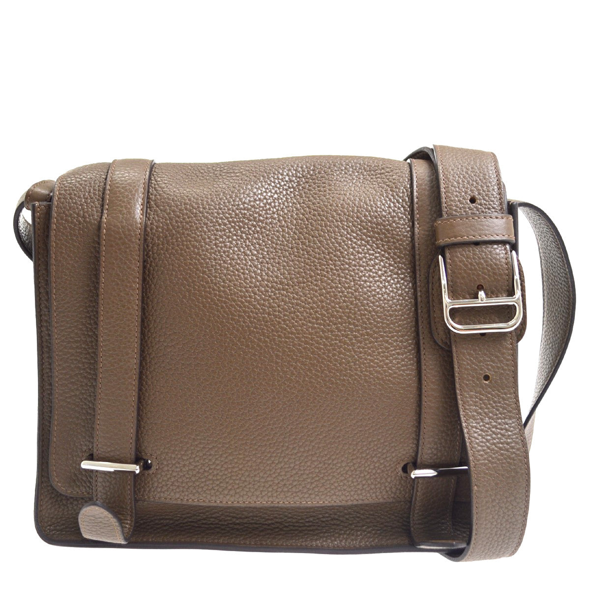 Hermes Steve Caporal Clemence Brown Leather Handbag (Pre-Owned)