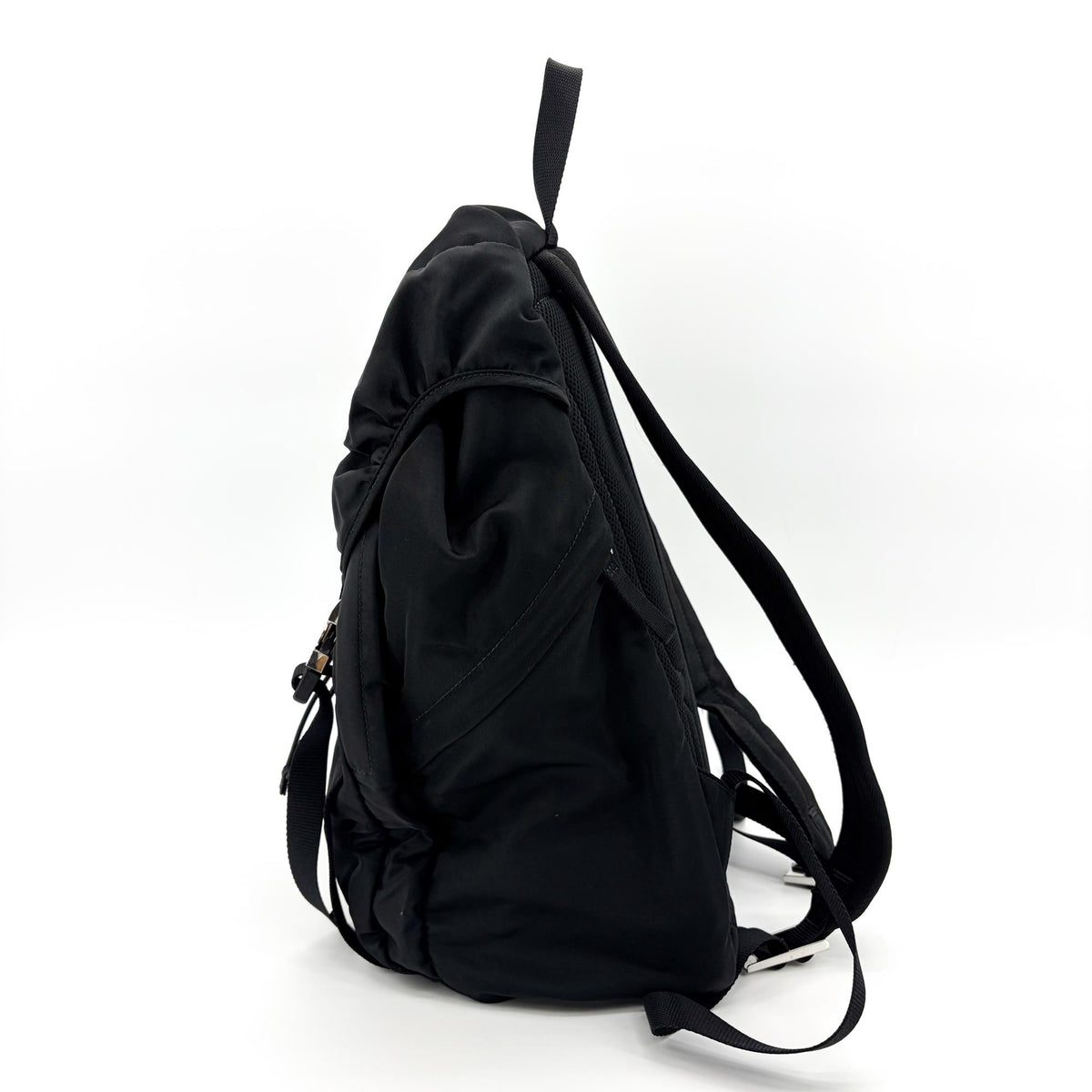 Prada Double Buckle Top Handle Tessuto Black Nylon Backpack Bag (Pre-Owned)