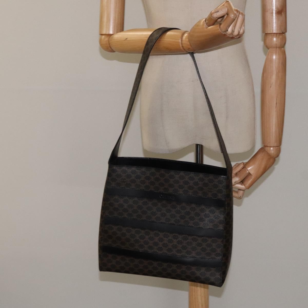 Celine Vintage Macadam Canvas And Leather Black Canvas Shoulder Bag Bag (Pre-Owned)