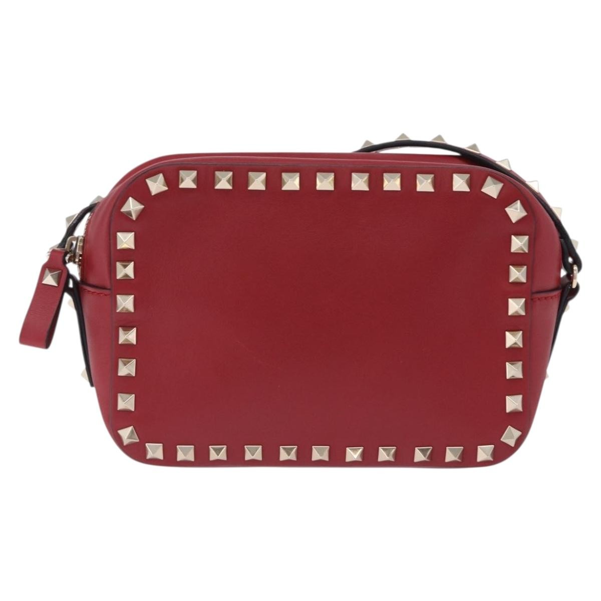 Valentino Garavani Rockstud Camera Leather Red Leather Crossbody Bag Bag (Pre-Owned)