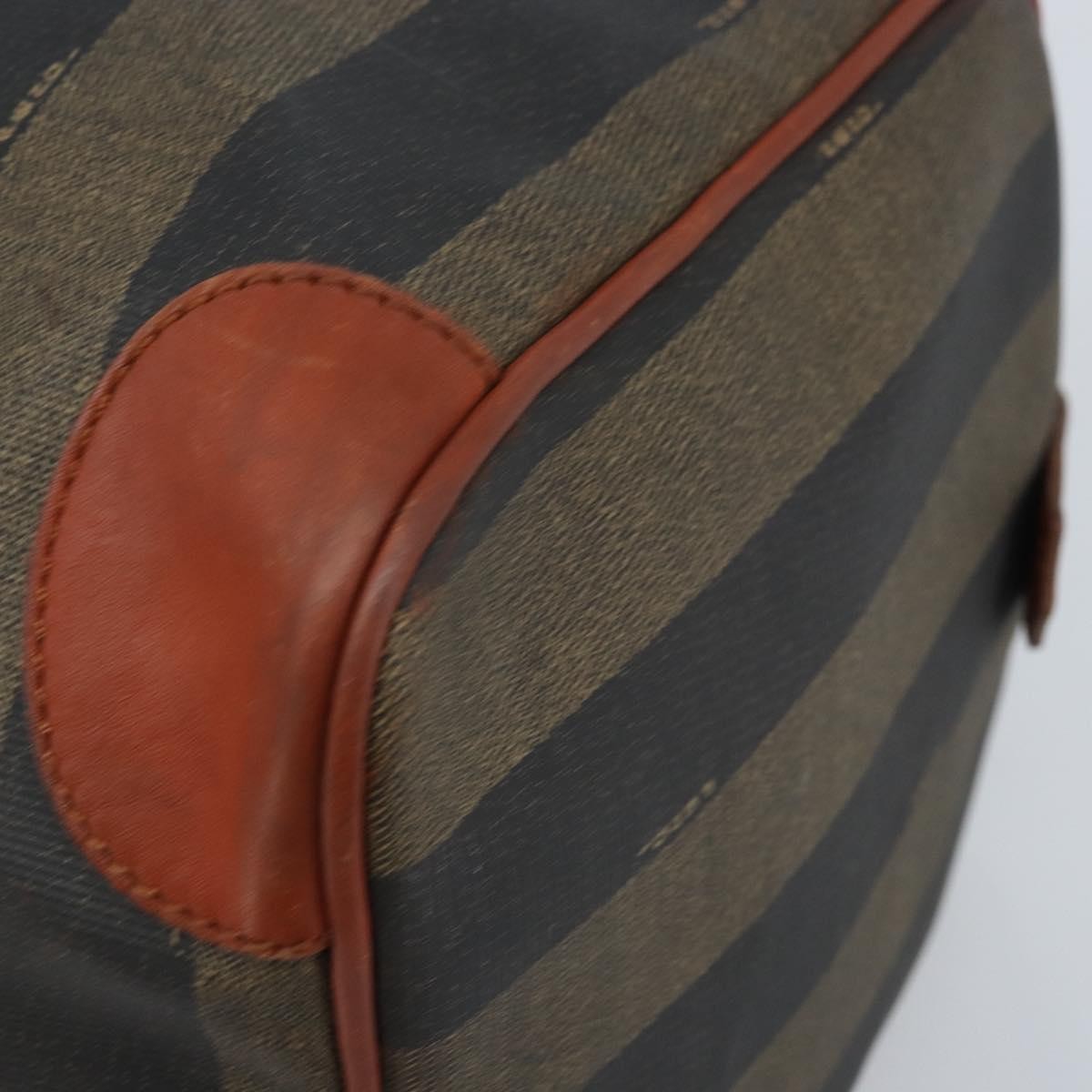 Fendi Vintage Pequin Boston Coated Canvas Brown Canvas Travel Bag Bag (Pre-Owned)