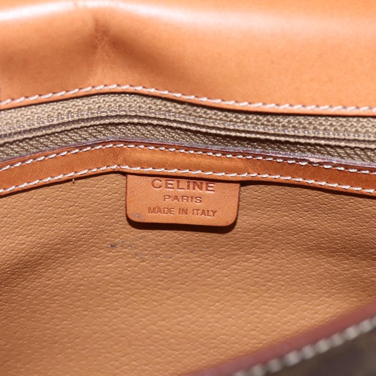 Celine Vintage Macadam Canvas And Leather Brown Canvas Shoulder Bag Bag (Pre-Owned)