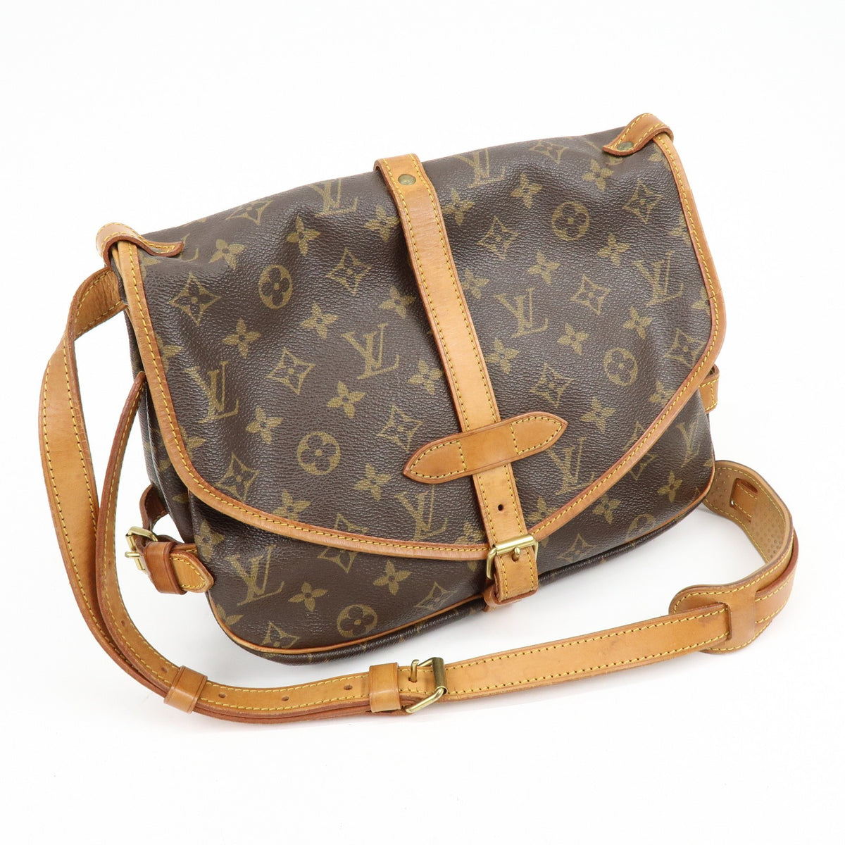 Louis Vuitton Saumur Monogram Canvas Brown Canvas Shoulder Bag Bag (Pre-Owned)