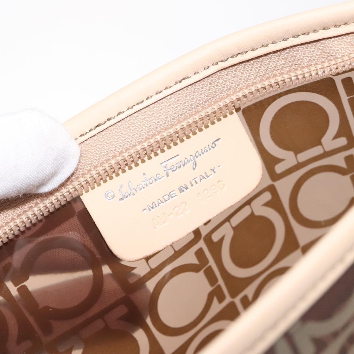 Salvatore Ferragamo Gancini Canvas Brown Vinyl Clutche & Pouche Bag (Pre-Owned)