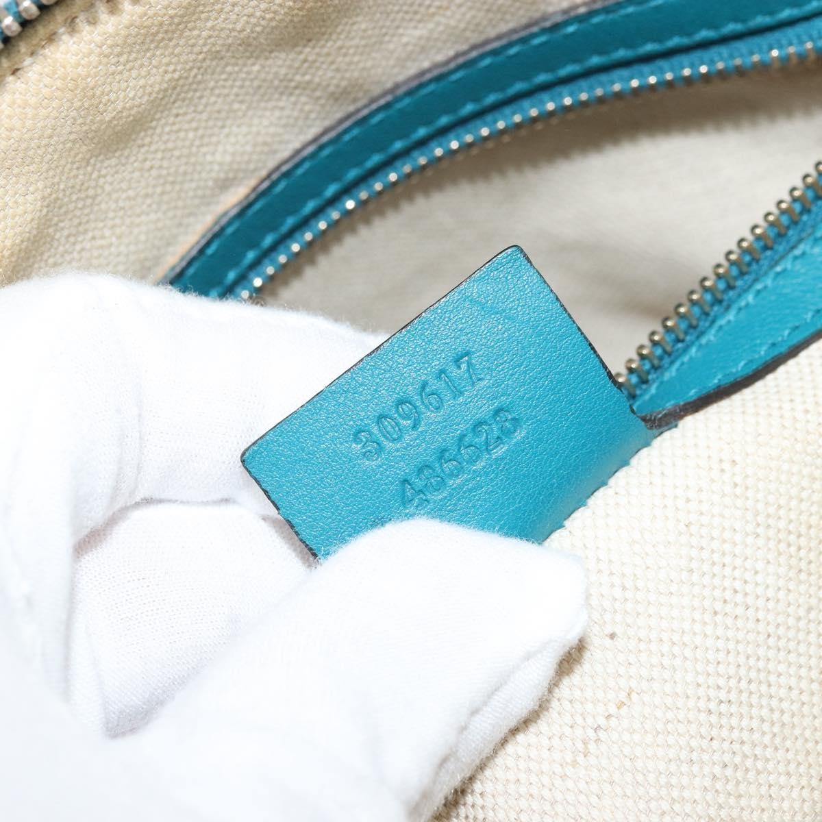 Gucci Nice Top Handle Microguccissima Patent Turquoise Patent_Leather Handbag (Pre-Owned)