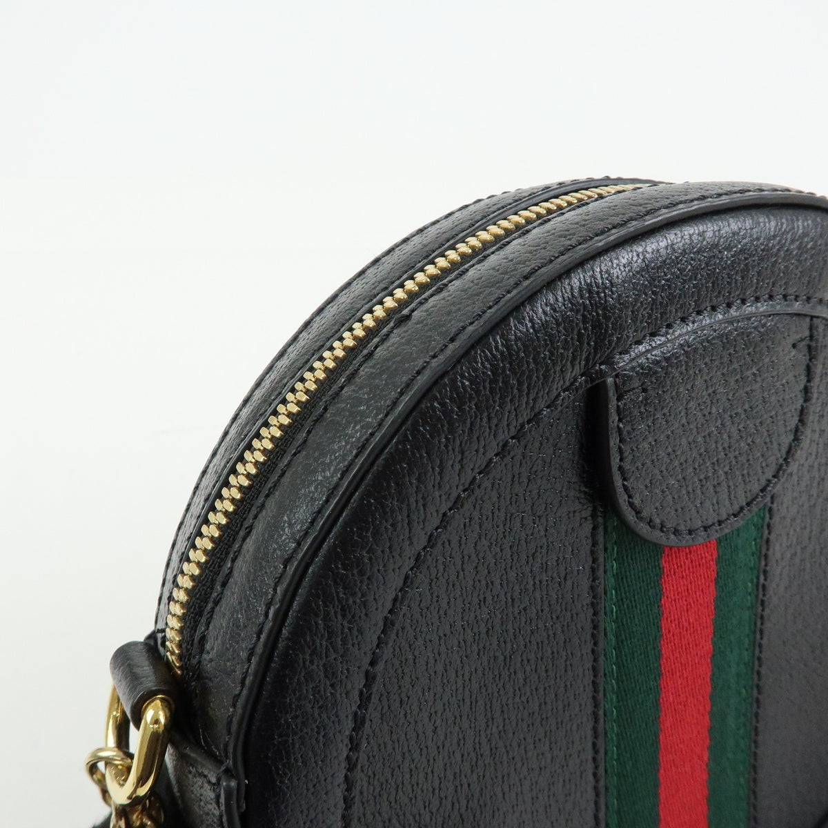 Gucci Ophidia Round Leather Black Leather Shoulder Bag Bag (Pre-Owned)