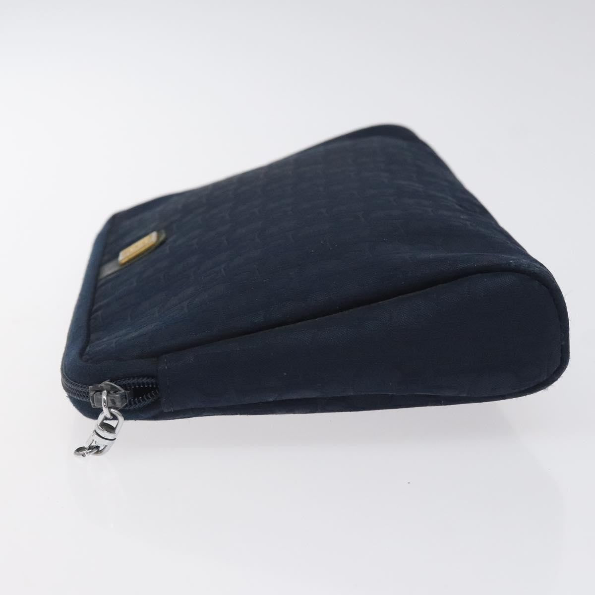 Christian Dior Vintage Trotter Embroidered Diorissimo Canvas Navy Canvas Clutche & Pouche Bag (Pre-Owned)