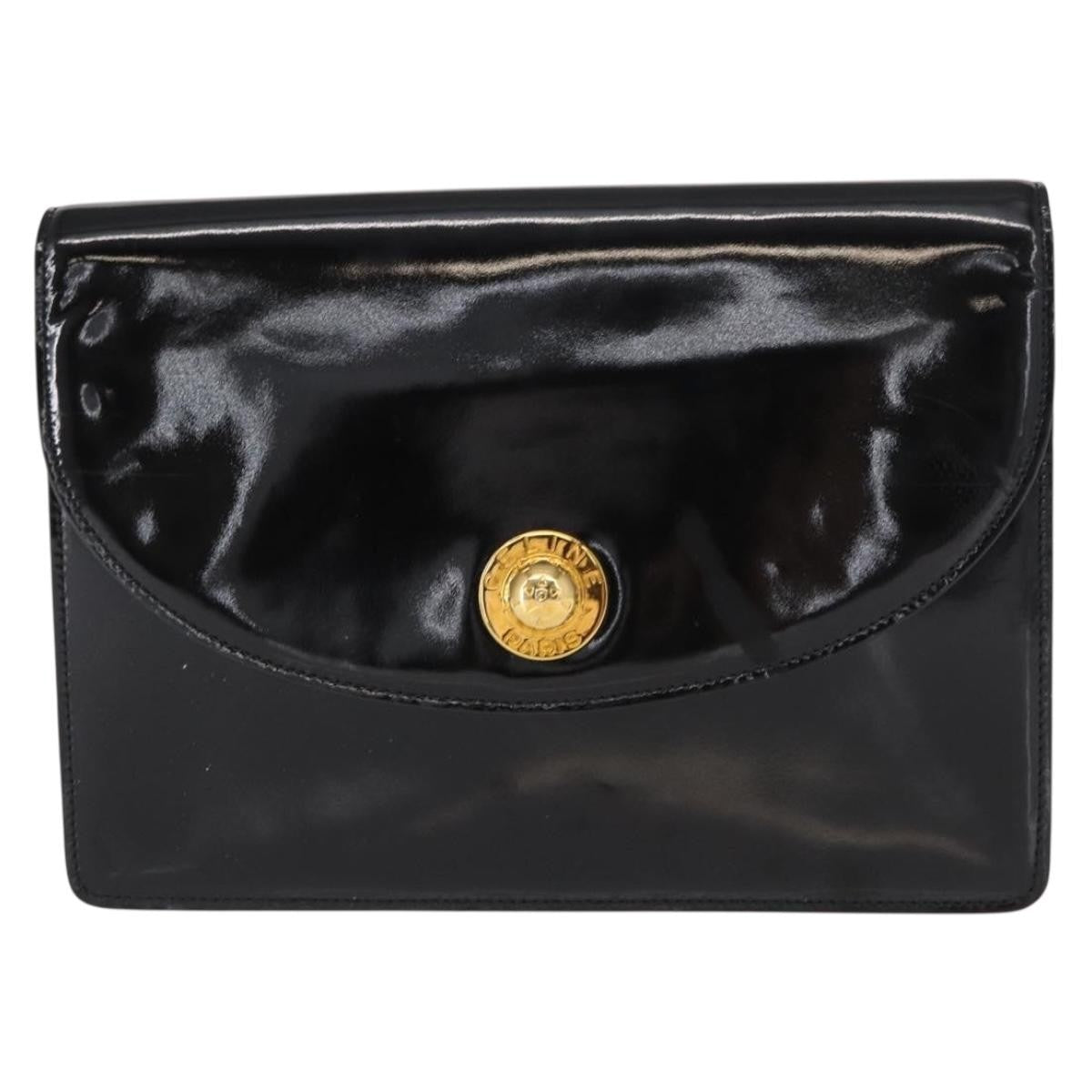 Celine Clutch Enamel Black Patent_Leather Clutche & Pouche Bag (Pre-Owned)