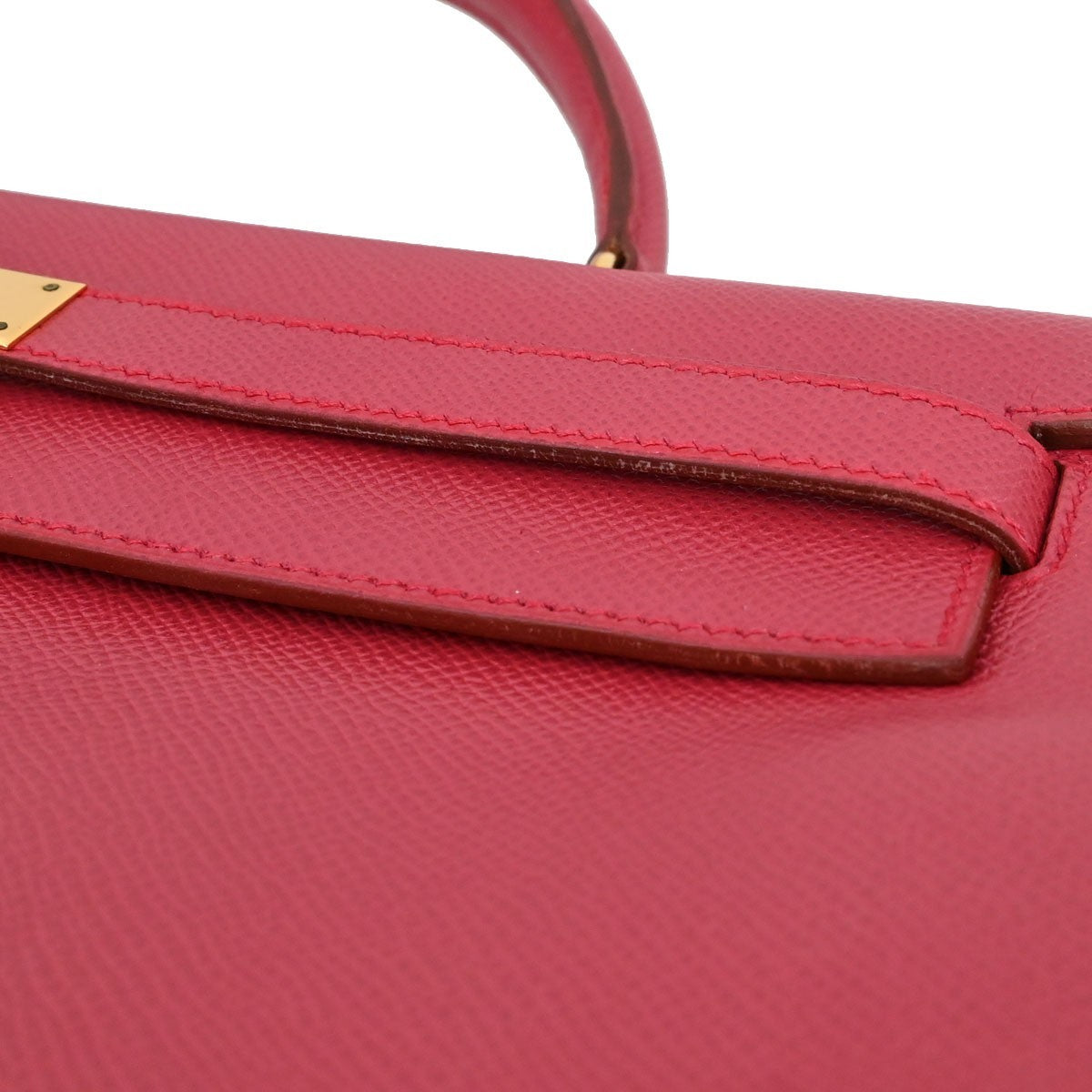 Hermes Kelly Red Courchevel With Gold Hardware Red Calfskin Handbag (Pre-Owned)