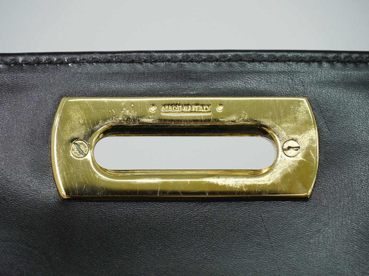 Salvatore Ferragamo Convertible Top Handle Leather Black Leather Handbag (Pre-Owned)