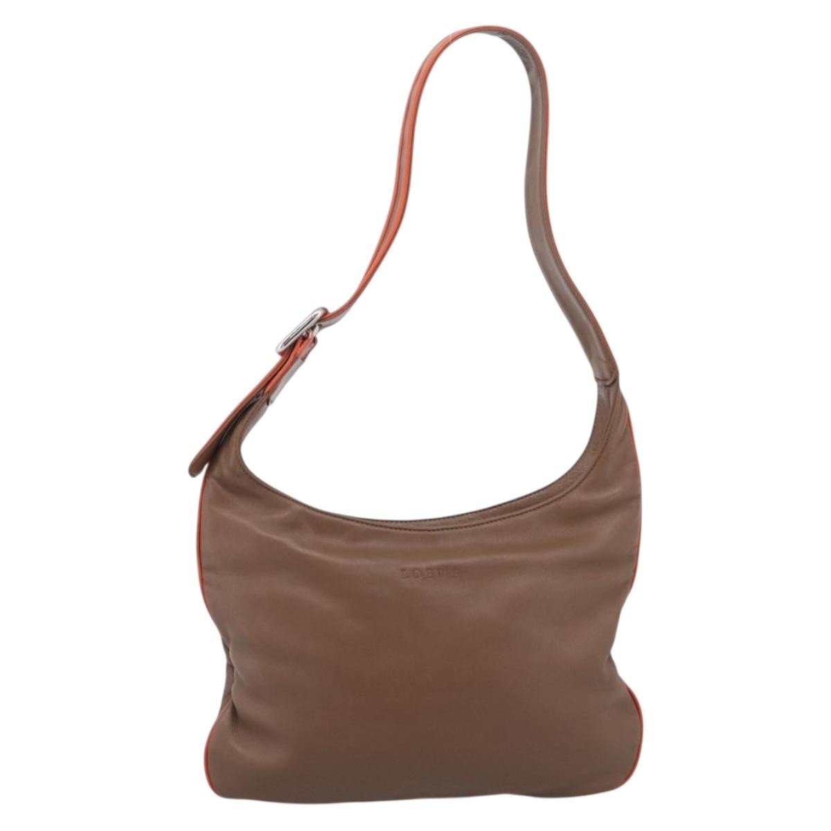 Loewe Shoulder Bag Leather Brown Leather Shoulder Bag Bag (Pre-Owned)
