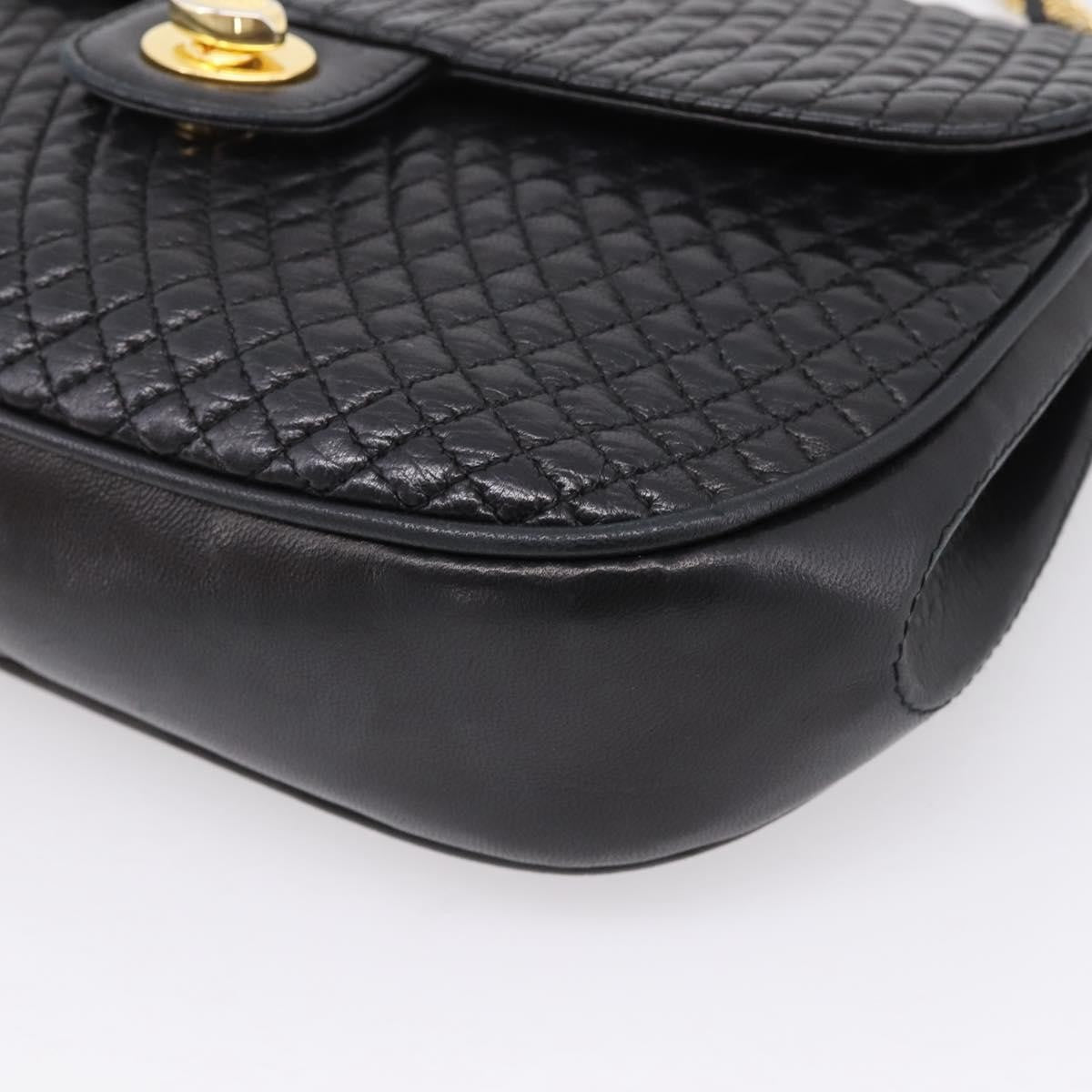 Bally Vintage Chain Quilted Leather Black Leather Shoulder Bag Bag (Pre-Owned)