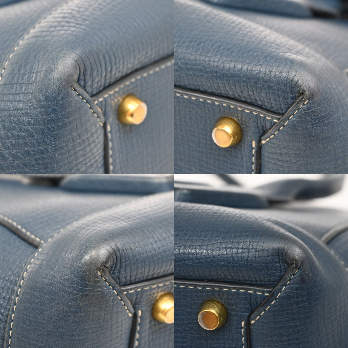 Bottega Veneta Arco Grainy Leather Navy Leather Tote Bag Bag (Pre-Owned)