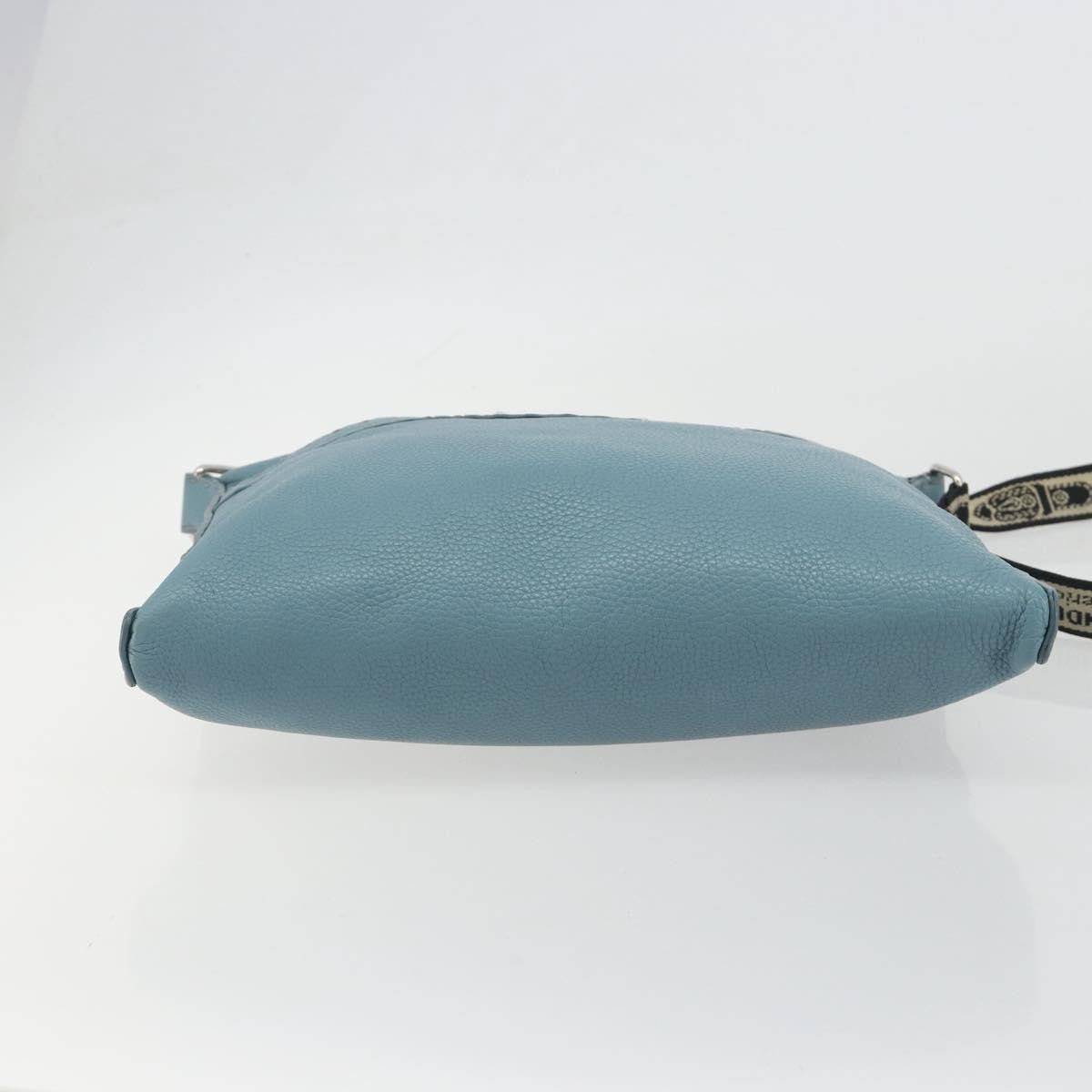 Fendi Vintage Selleria Zip Messenger Leather Blue Leather Shoulder Bag Bag (Pre-Owned)