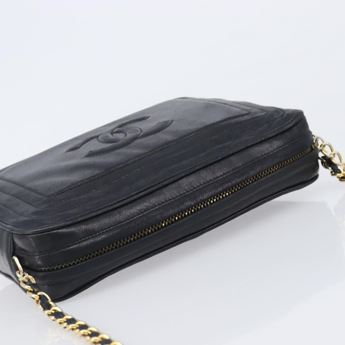 Chanel Vintage Cc Camera Leather Black Leather Shoulder Bag Bag (Pre-Owned)