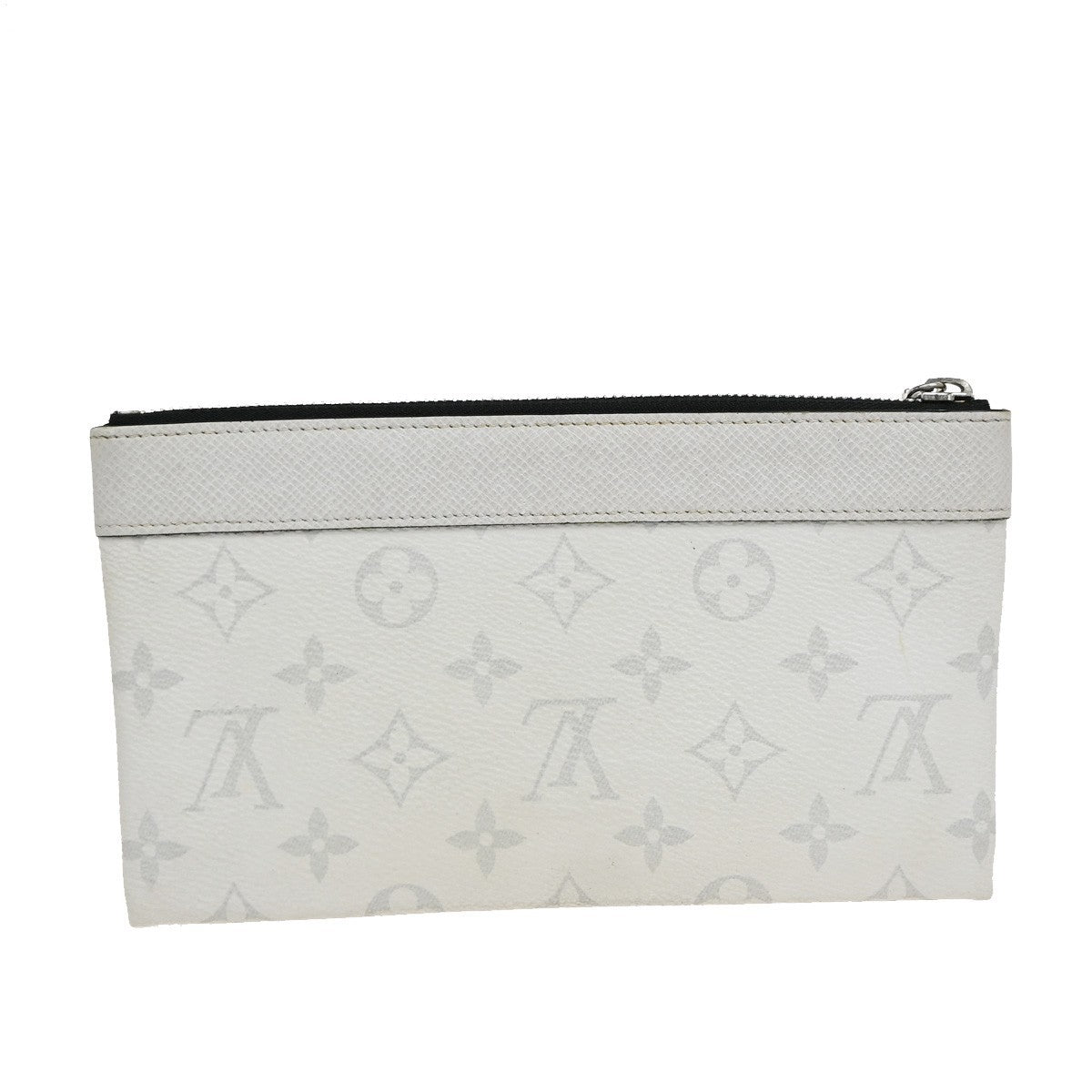 Louis Vuitton Discovery Pochette Monogram Taigarama White Leather Clutche & Pouche Bag (Pre-Owned)