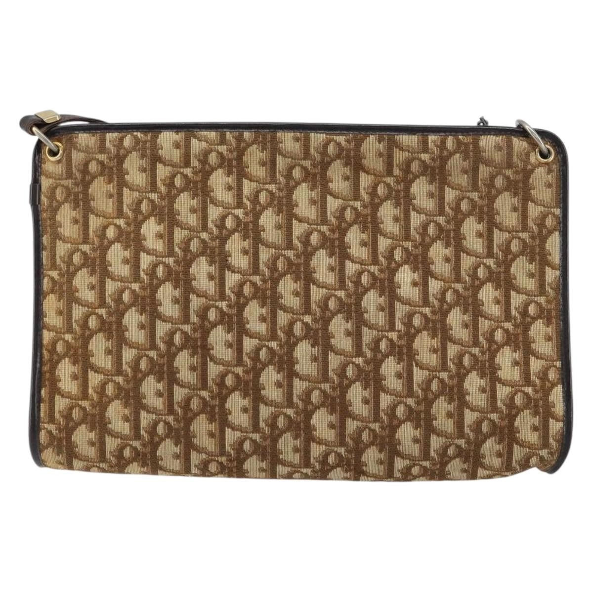 Christian Dior Vintage Trotter Diorissimo Canvas Beige Canvas Shoulder Bag Bag (Pre-Owned)