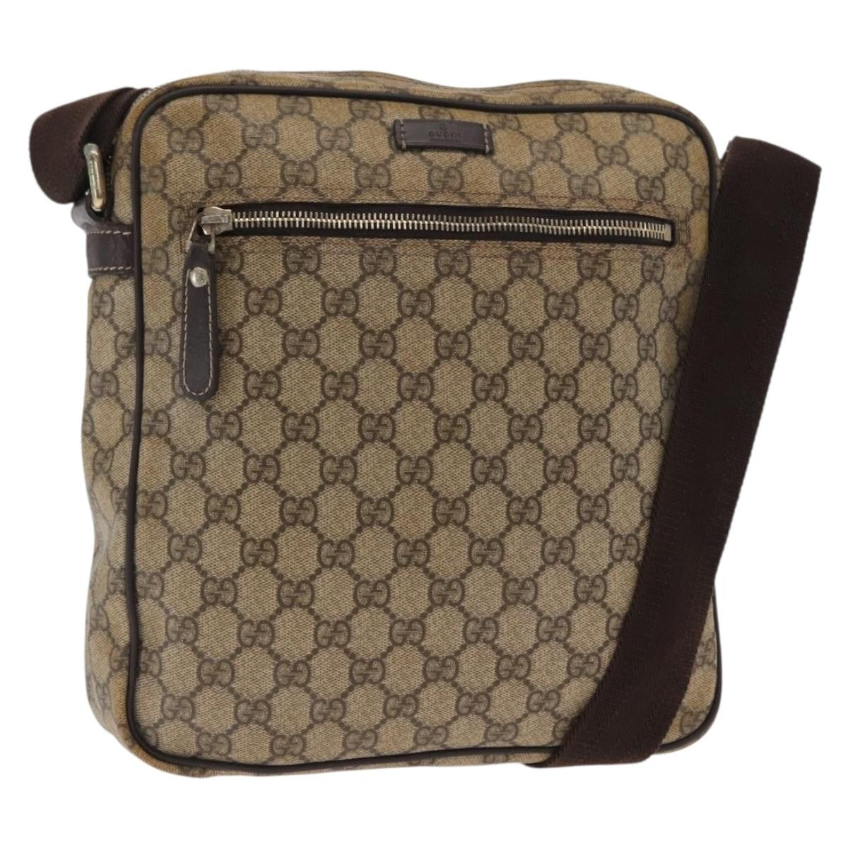 Gucci Front Zip Messenger Gg Coated Canvas Beige Canvas Shoulder Bag Bag (Pre-Owned)