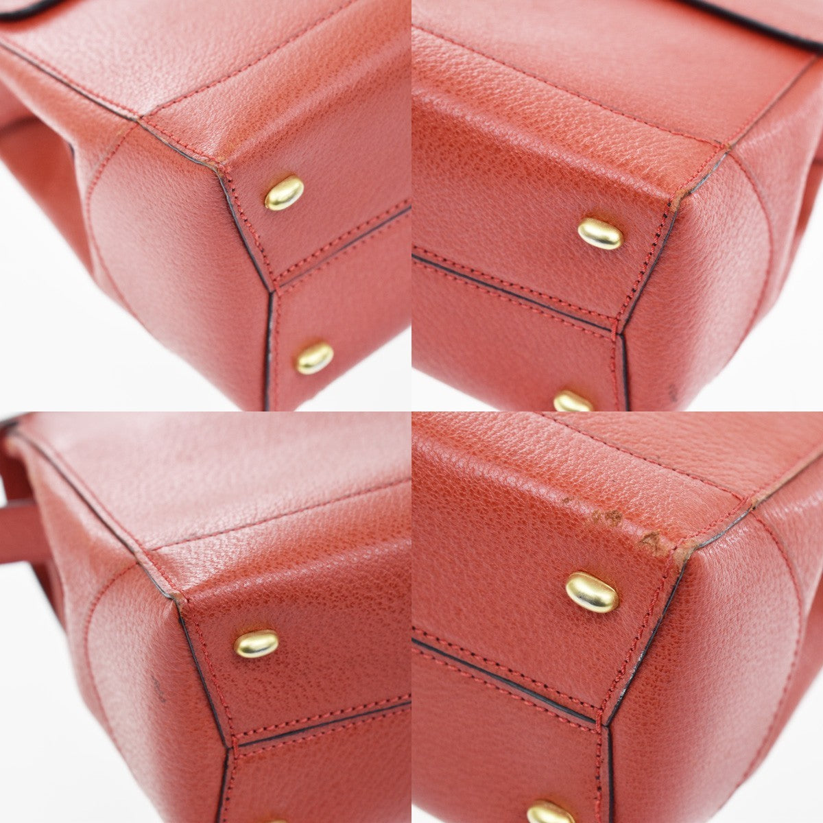 Celine Shoulder Leather Red Leather Shoulder Bag Bag (Pre-Owned)