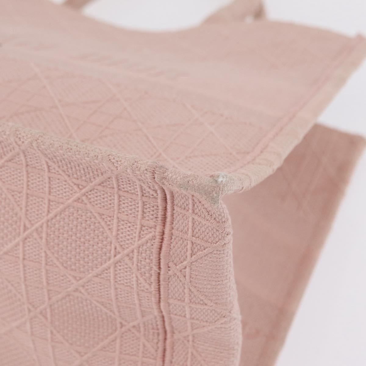 Christian Dior Book Cannage Embroidered Canvas Pink Canvas Tote Bag Bag (Pre-Owned)