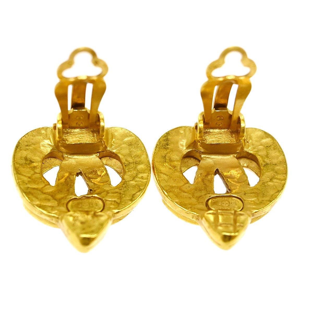 Chanel Vintage Cc Diamond Shape Clips-On Gold-Plated Gold Gold_Plated Earrings Jewelry (Pre-Owned)