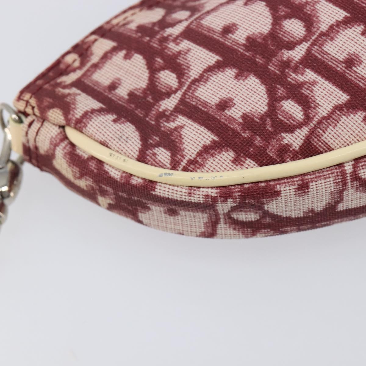 Christian Dior Vintage Saddle Bag Canvas Red Canvas Clutche & Pouche Bag (Pre-Owned)