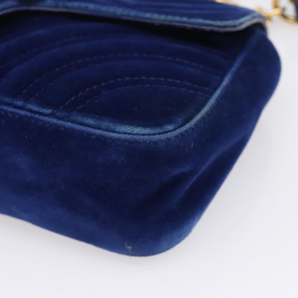 Gucci Gg Marmont Matelassé Velvet Blue Velvet Shoulder Bag Bag (Pre-Owned)
