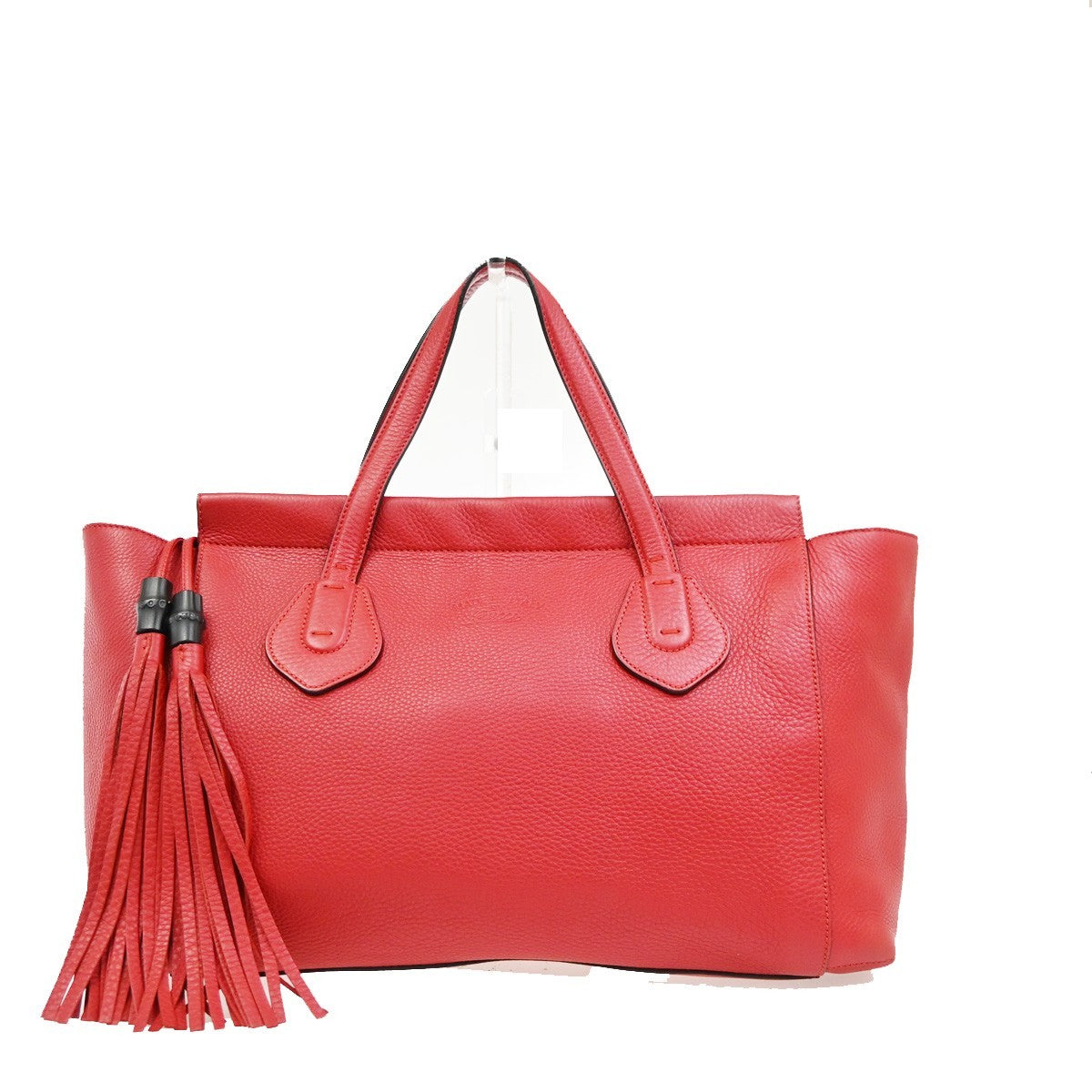 Gucci Lady Tassel Top Handle Leather Red Leather Tote Bag Bag (Pre-Owned)