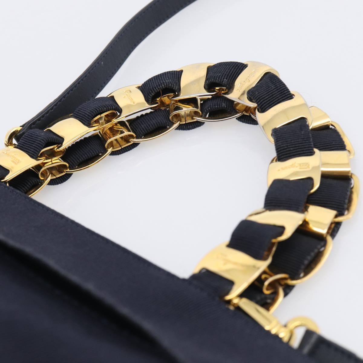 Salvatore Ferragamo Vala Canvas Navy Canvas Shoulder Bag Bag (Pre-Owned)