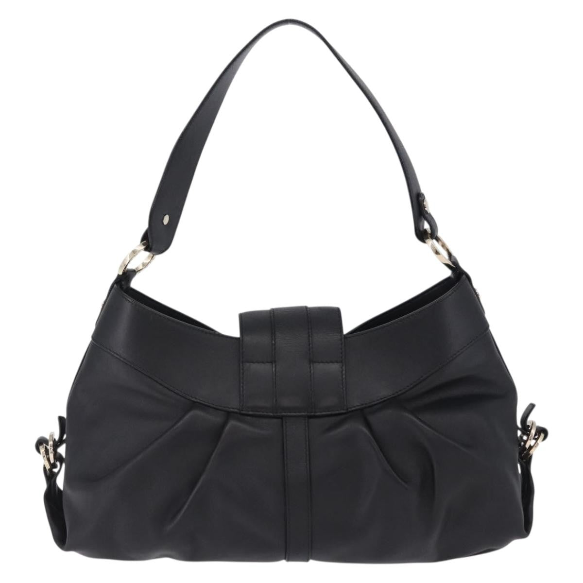 Bvlgari Chandra Hobo Leather Black Leather Handbag (Pre-Owned)