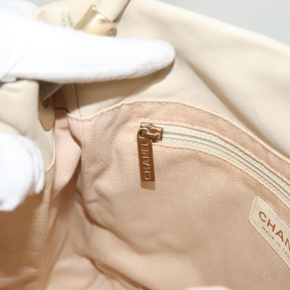 Chanel Camellia Tote Leather Beige Leather Tote Bag Bag (Pre-Owned)