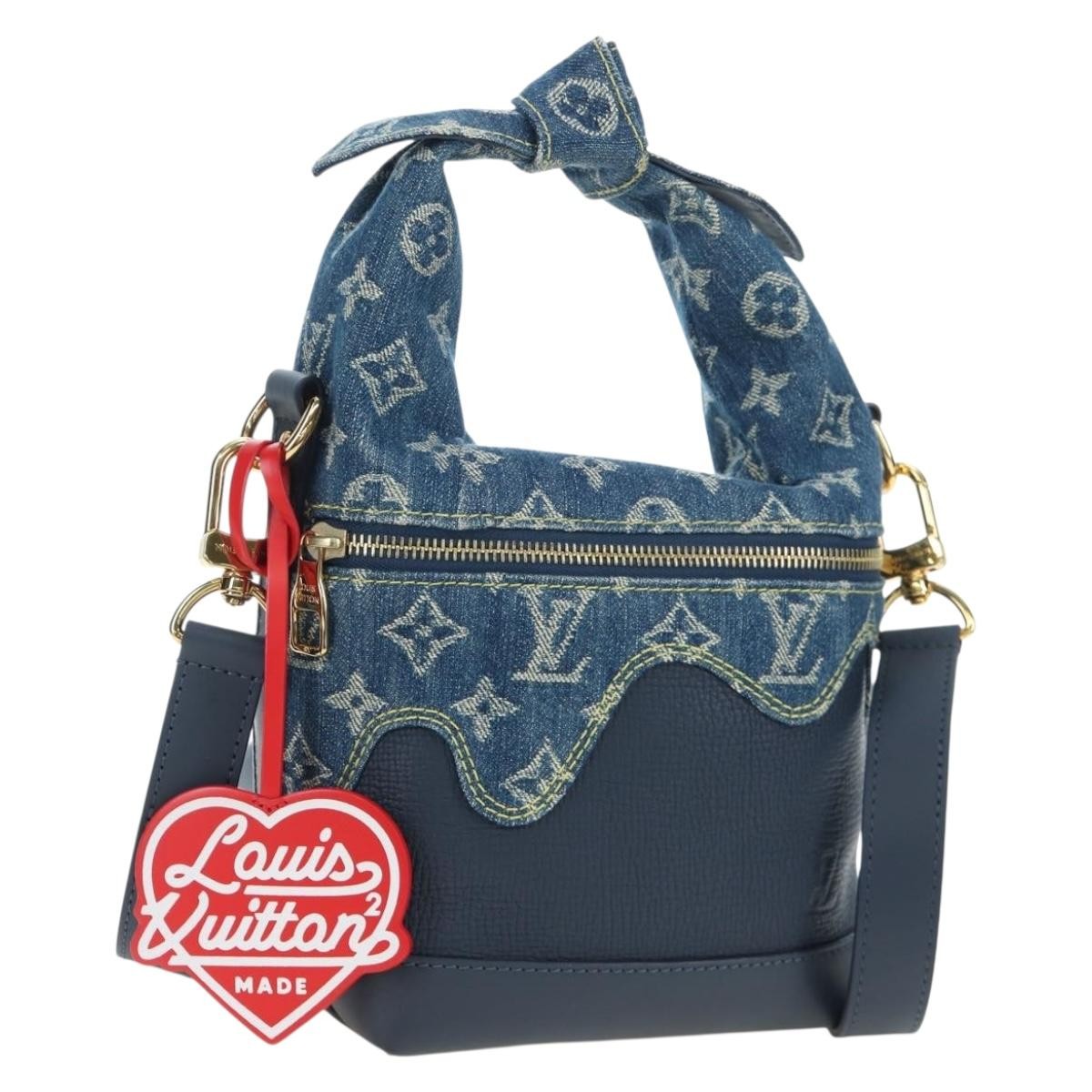 Louis Vuitton Nigo Japanese Cruiser Monogram Denim And Taurillon Leather Blue Canvas Handbag (Pre-Owned)