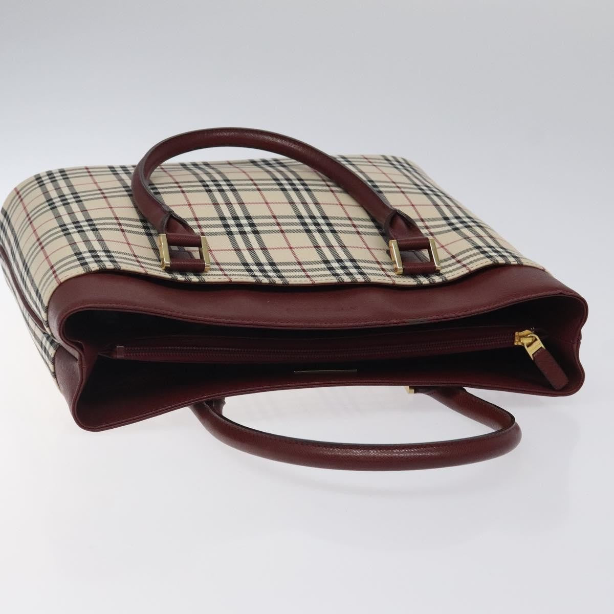 Burberry Nova Check Tote Canvas And Leather Beige Canvas Tote Bag Bag (Pre-Owned)