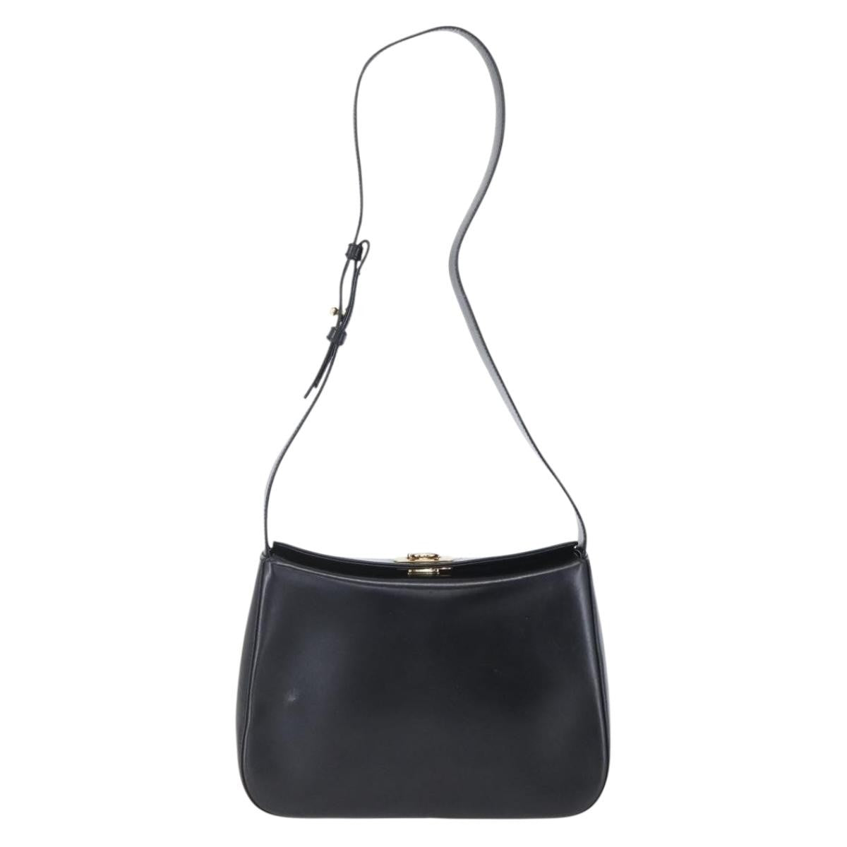 Salvatore Ferragamo Gancini Leather Black Leather Shoulder Bag Bag (Pre-Owned)