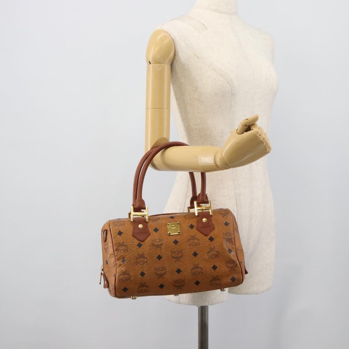 MCM Visetos Logogramme Leather Brown Leather Handbag (Pre-Owned)