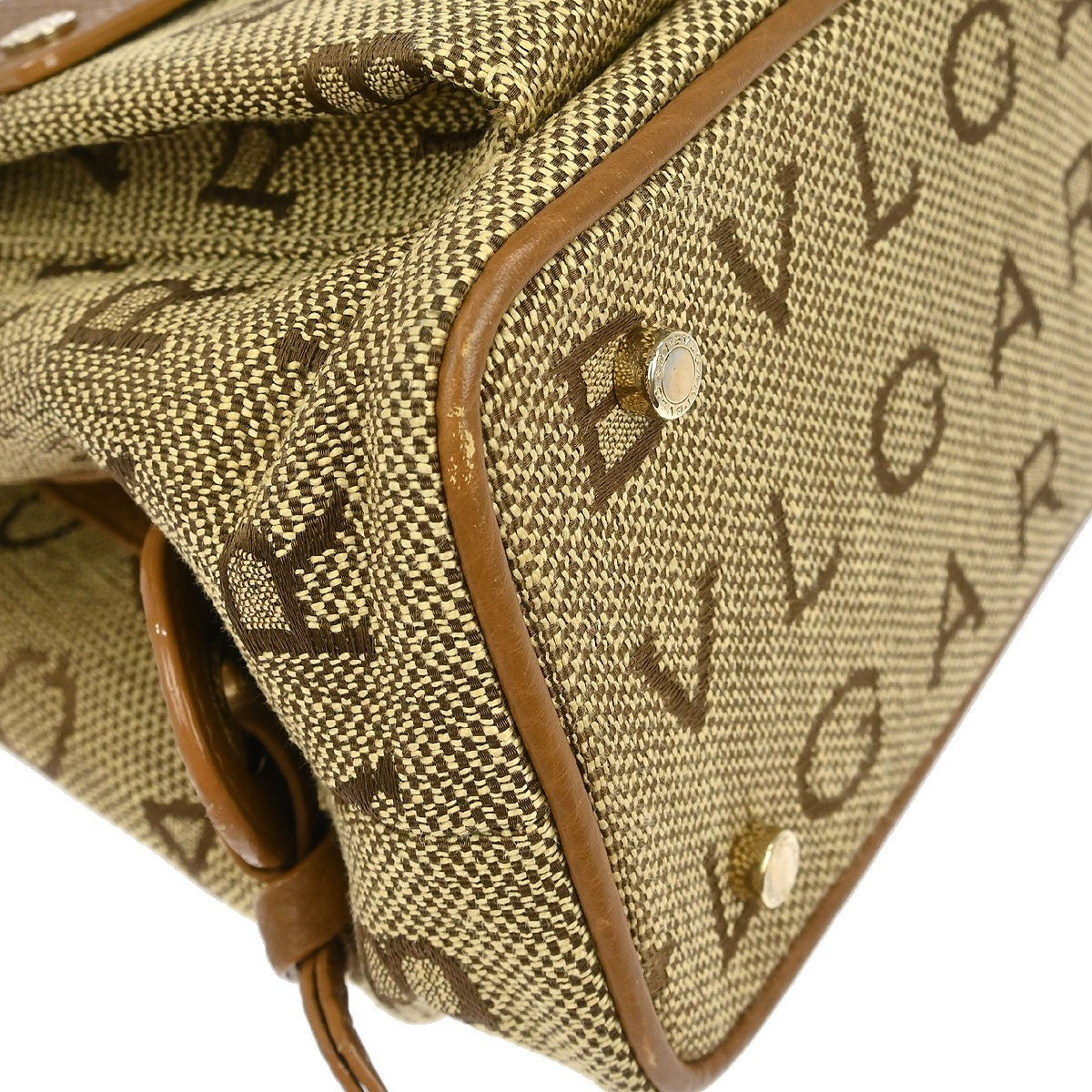 Bvlgari Logomania Canvas Brown Canvas Handbag (Pre-Owned)