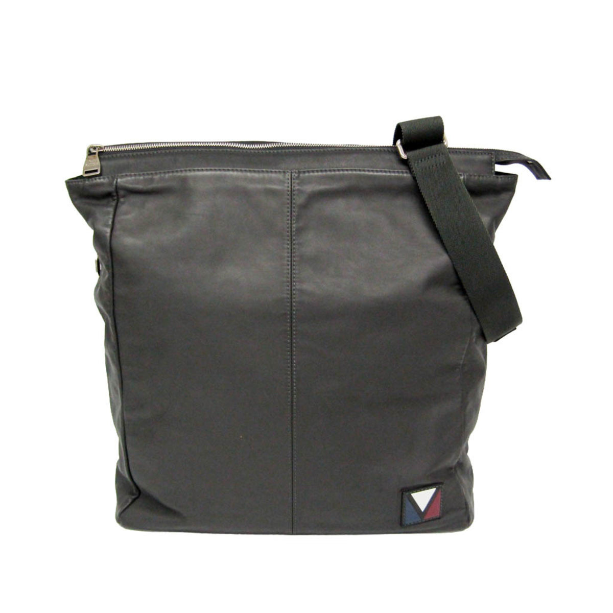 Louis Vuitton V Line Move Gaston Leather Gray Leather Handbag (Pre-Owned)